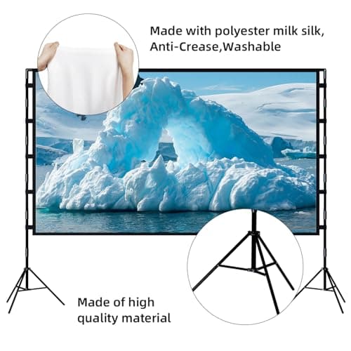 Projector Screen with Stand, Towond 100 inch Outdoor Projector Screen Portable Indoor Projection Screen 16:9 4K Rear Front Movie Screen with Carry Bag for Home Backyard Theater