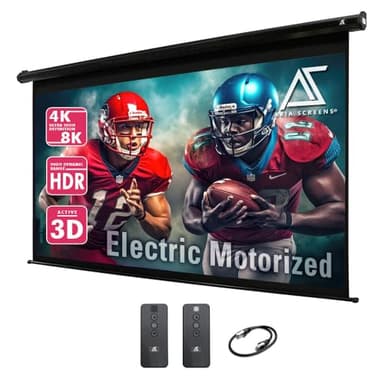 Akia Screens 150 inch Motorized Projector Screen Electric Drop Down Remote Controlled Ceiling Wall Mount Office Home Movie Theater AK-MOTORIZE150H2