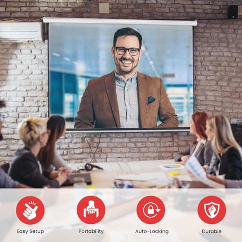 Pyle Manual Pull-Down Projector Screen - Universal 72-inch Roll-Down Retractable Manual Projection Screen w/ Auto-Locking, Adjustable Screen Height, Black Masking Border - 42.5" x 56.6" PRJSM7206