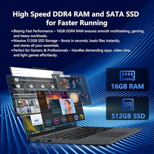 2025 Laptop, 15.6 Inch Gaming Laptop with N150 Processor(up to 3.6GHz), Laptop Computer with 16GB RAM 512GB SSD, Backlit Keyboard, Fingerprint Unlock, Win 11 Pro, Metal Shell, Laptops for Gaming