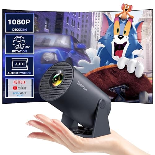 Mini Projector Built in Android TV 11.0 Portable Smart Projector with Wifi and Bluetooth 210°Rotatable 1080P Support Short Throw Outdoor Auto Keystone 40''-150'' Screen Home Theater Projector