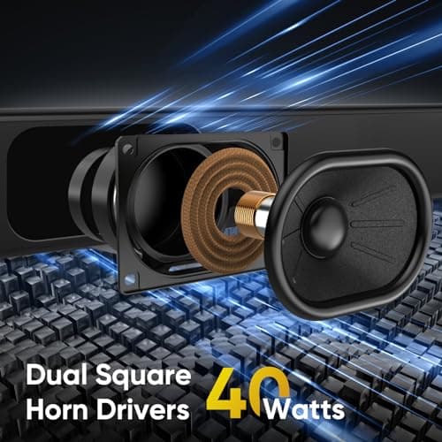 Sound Bar for Smart TV, Soundbar TV Speakers with Customized Bass Reflector, Compact Design and Easy Set up, Home Audio Surround Sound System for TV PC Projector, Wall Mountable