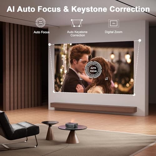 [Netflix Official & Auto Focus/Keystone] Smart Projector with WiFi and Bluetooth, VOPLLS 700ANSI Native 1080P Outdoor Projector, 50% Zoom Home Theater Movie Projector for Bedroom/iOS/Android