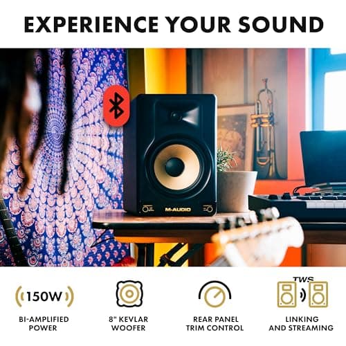 M-AUDIO Forty Eighty 8" 150W Studio Monitor Speaker for Production and Mixing with Precision DSP Crossover, EQ, Control App and Bluetooth