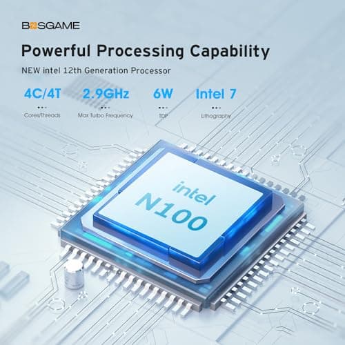Mini PC N100, Intel 12th Mini Computers| 16GB DDR4 RAM| 512GB M.2 2280 SSD| 4K 60HZ Triple Displays by Dual HDMI+Type-C, 6W TDP Quiet Mini PC, WIFI5, BT 5.0 Office