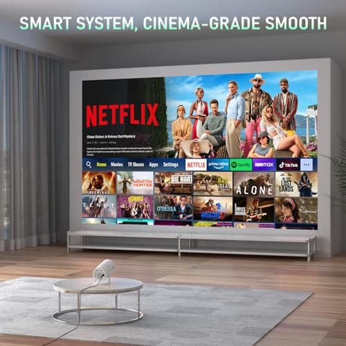 [Netflix Officially & Electric Focus] Mini Projector with WiFi and Bluetooth, XuanPad Full HD 1080P Portable Projector, 210° Rotatable Stand, Auto Keystone, Dust Removal and Heat Dissipation Design