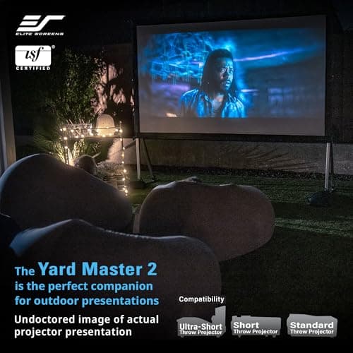 Elite Screens Yard Master 2, 135-INCH Outdoor Projector Screen with Stand 16:9, 8K 4K Ultra HD Fast Fold Portable Movie Screen Foldable Easy Snap On Cinema Theater, OMS135H2