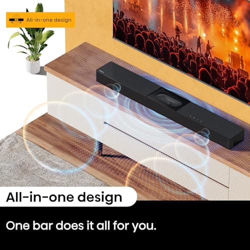 Hisense A620 2.1ch All-in-one Sound Bar with Built-in Subwoofer, 240W, DTS Virtual: X, Dolby Dightal Plus, Bluetooth 5.3, Roku TV Ready, HDMI ARC/AUX/USB, Ez Play, Black (A620, 2024 Model)