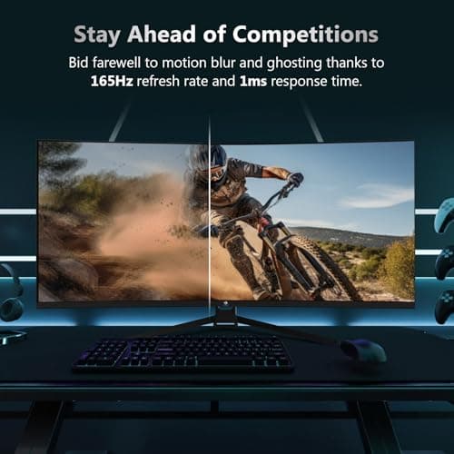 Z-Edge 34" Curved Gaming Monitor, WQHD 1440P 165Hz 144Hz PC Monitor, MPRT 1ms, 21:9 Aspect Ratio, 1500R, 16.7M Colors, 3000:1 Contrast, UG34 Frameless Bezel, 2X DP 1.4 Ports and 2X HDMI 2.0 Port
