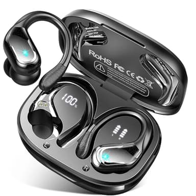 Wireless Earbuds Sport Bluetooth Headphones 5.4, 2025 Bluetooth Earbuds 75Hrs Stereo, 4 HD Mic, Over-Ear Buds with Earhooks ENC Noise Canceling Earphones, IP7 Waterproof Headset for Workout/Running