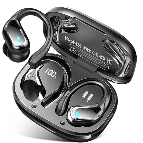 Wireless Earbuds Sport Bluetooth Headphones 5.4, 2025 Bluetooth Earbuds 75Hrs Stereo, 4 HD Mic, Over-Ear Buds with Earhooks ENC Noise Canceling Earphones, IP7 Waterproof Headset for Workout/Running