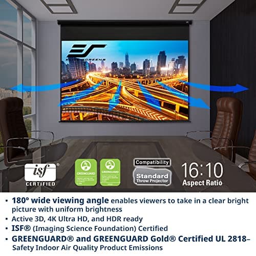 Projector Screen Elite Screens Spectrum, 128-INCH Diag 16:10, Motorized Projection Screen Movie Home Theater 4K/8K Ultra HD Ready, ELECTRIC128X2
