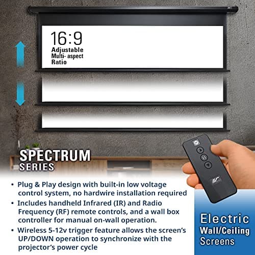 Projector Screen Elite Screens Spectrum, 128-INCH Diag 16:10, Motorized Projection Screen Movie Home Theater 4K/8K Ultra HD Ready, ELECTRIC128X2