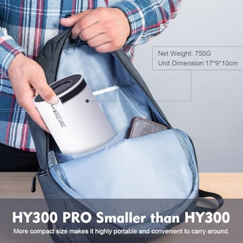 HY300PRO Mini Projector with WiFi and Bluetooth, 4K Support Smart Portable Projector Auto Keystone , Air Mouse Remote, Voice Control, 180 Degree Rotation, Home Video Proyector Android 11