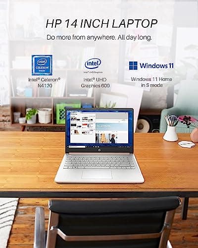 HP Stream 14 inch Laptop for Student and Business, Intel Quad-Core N4120 Processor, 8GB RAM, 320GB Storage (64GB eMMC + 256GB Card), 1-Year Office 365, Webcam, Long Battery Life, WiFi, Win 11 H in S