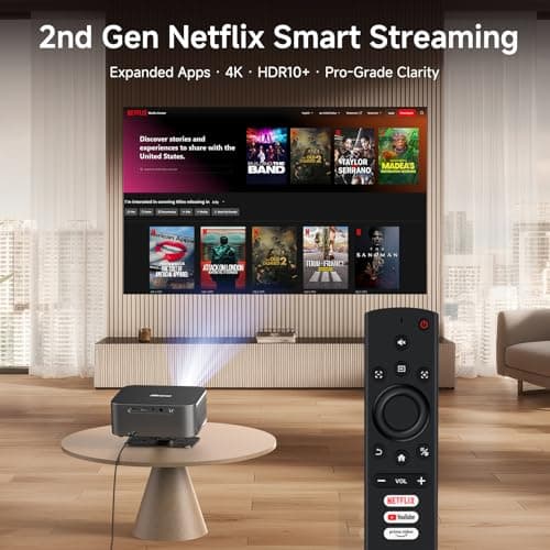 [Netflix-Licensed/Dolby Audio]Outdoor Projector with Wifi 6 and Bluetooth, iSinbox 1080P Native 800ANSI Portable Movie Projector, Built-in Netflix/YouTube/PrimeVideo, Electric Focus Smart Projector