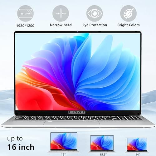 16 Inch Gaming Laptop, Laptop Computer 2025 Windows 11 Pro, 8GB RAM 256GB SSD, Intel 12th Gen N95 Processor(up to 3.4GHz), Backlit Keyboard, Fingerprint Unlock, FHD 1920 * 1200