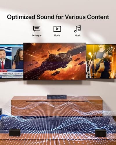 ULTIMEA 5.1 Sound Bar for Smart TV, Virtual Surround Sound System for TV, 320W Peak Power, Adjustable Surround Speakers and Subwoofer, APP Control, Home Theater Soundbar Poseidon D50(2025 New Model)