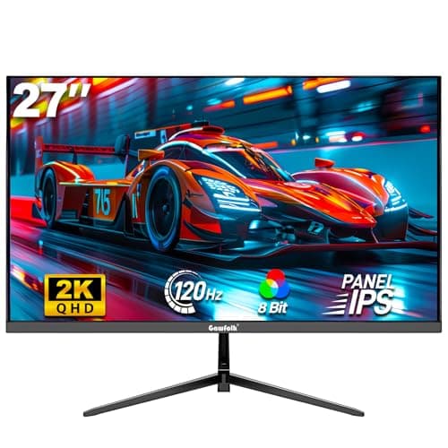 Gaming Monitor 27 inch QHD IPS, PC Screen 120Hz 2K (2560×1440P), Ultra-Thin Zero Frame Computer Display for Home Office Business, DP, HDMI, Wall-Mounted