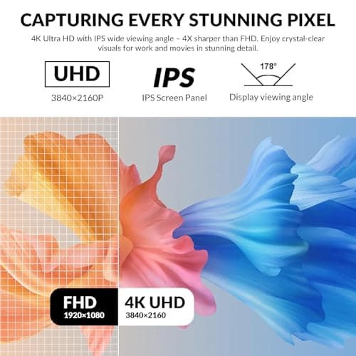 32 Inch 4K UHD Monitor (3840x2160), IPS,60Hz Refresh Rate, 100% sRGB, AMD FreeSync, 178° Viewing Angle, HDMI/DisplayPort, VESA 100x100mm Mount Compatible, Tilt Adjustable - Black
