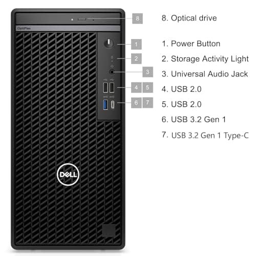 Dell OptiPlex 7020 Desktop Computers, 7000 Tower PC, Intel 6-Core i5-12500 (Beat i7-11700), 32GB DDR5 RAM, 1TB PCIe SSD, DVDRW, WiFi Adapter, RJ-45, HDMI, DisplayPort, KB and Mouse, Windows 11 Pro