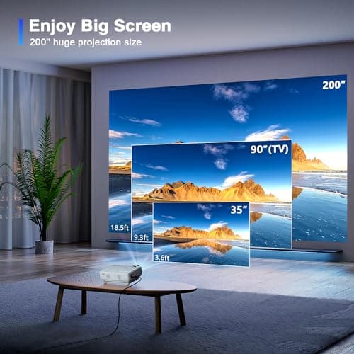 AuKing Projector, 2025 Upgraded Mini Projector, Full HD 1080P Home Theater Video Projector, Compatible with HDMI/USB/AV/Smartphone/TV Box/Laptop