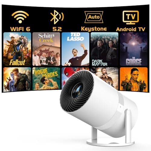 [Built-in -Apps] PANSEBA 270°Adjustable Smart Mini Projector with WiFi 6 and Bluetooth, Auto Keystone Outdoor Movie Projector, Big Screen Home Portable Projector for Phone/TV Stick/Laptop/HDMI