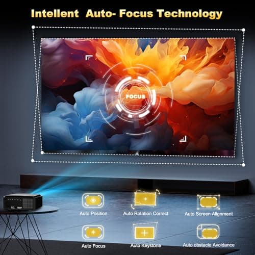 [1500 ANSI] Dess 4K Projector with WiFi 6 and Bluetooth, Home Outdoor Electric Stand Movie Proyector, Auto Focus & Keystone, Native 1080P, High Contrast, Smart Projector with Netflix & Google Tv