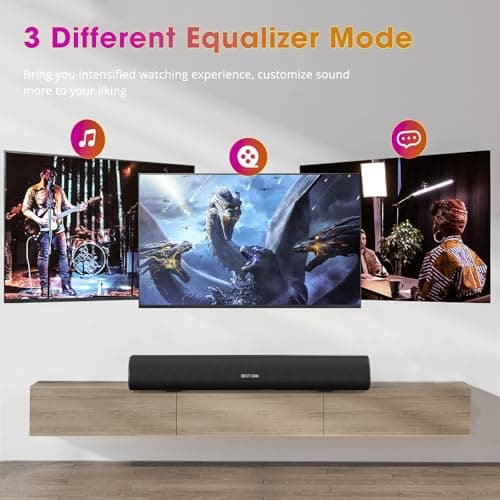 BESTISAN Soundbar, TV Sound Bar with Wired HDMI and Wireless Bluetooth 5.0 Home Theater System (28 Inch, Enhanced Bass Technology, 3-Inch Drivers, Bass Adjustable, Wall Mountable, DSP)