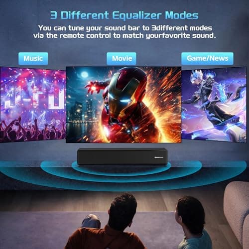 2.0 CH Dolby Digital Sound Bar - Bluetooth Home Theater Speaker with HDMI ARC, Optical, Aux for Smart TV, Gaming, PC & Projector, Compact Speaker Bar with 3D Surround Sound Home Theater Soundbar
