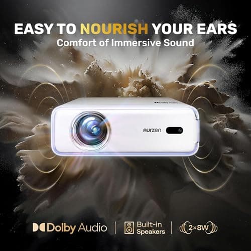 EAZZE D1 Smart Projector with WiFi and Bluetooth, Netflix-Officially-Licensed, Auto Focus & Keystone, DoIby Audio, Zoom, Native 1080P Movie, Portable Outdoor Mini Projector, White