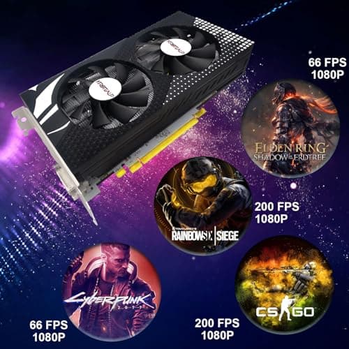 RX 580 Graphics Card, 2048SP, Real 8GB, GDDR5, 256 Bit, Pc Gaming Video Card, HDMI/DP/DVI Outputs, PCI Express 3.0 with Freeze Fan Stop for Desktop Computer Gaming Gpu