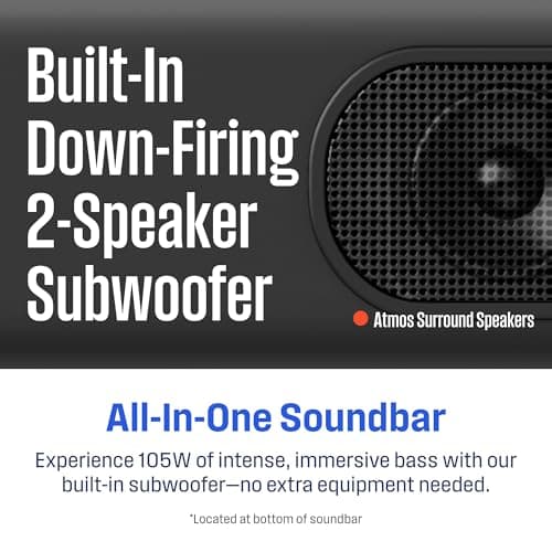 Westinghouse 3.1.2 Channel All-in-One Soundbar with Dolby Atmos and Digital Plus, Built-in Low Frequency Driver and Height Speakers, 210W Surround Sound, Bluetooth, Easy Setup, Roku TV Ready