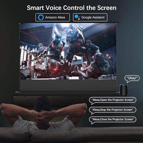 IN&VI 100" 8K HBSI PET Motorized ALR Floor Rising Projector Screen for Ultra Short Throw Projector,Movie Screen for Home Theater,Motorized Projector Screen 4K/8K Ultra HD Active