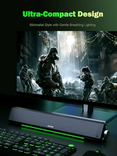 BLUEDEE Computer Speakers, Bluetooth Soundbar, HiFi Stereo, 3.5mm Aux-in Connection, USB Powered Speakers for Desktop Monitor, PC, Laptop, Tablets