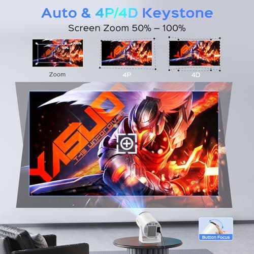 Mini Projector With WiFi and Bluetooth, 180 Rotatable Portable, 150" Smart With Android TV 11.0, 1080P Support 4K Decoding, 2.4G/5G WiFi6, Auto Keystone for Home Theater, White