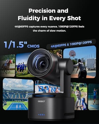 OBSBOT Tail 2 PTZR NDI Camera 4K@60FPS, Pro AI Tracking, 1/1.5" CMOS, 50MP, 5X Optical Zoom, 12X Hybrid Zoom, SDI/HDMI/IP/USB 3.0 Output, Live Streaming for Education, Conference, Worship, Live Events