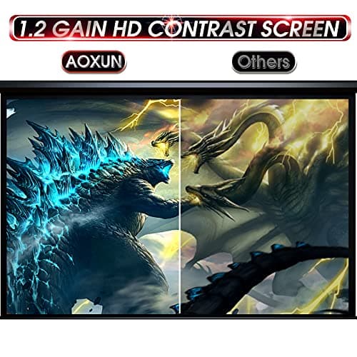 Aoxun 100" Motorized Projector Screen - Indoor and Outdoor Movies Screen 100 inch Electric 16:9 Projector Screen W/Remote Control