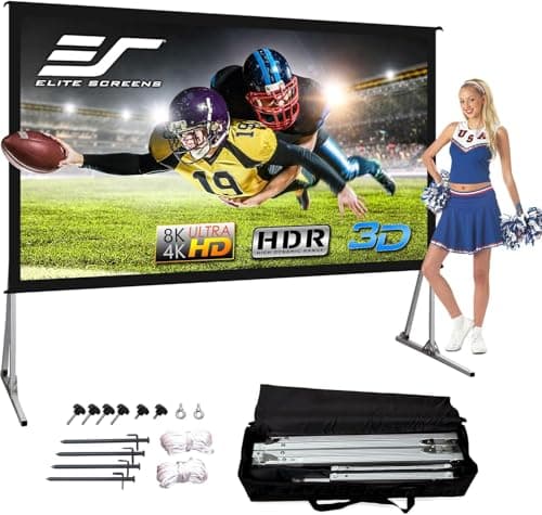Elite Screens Yard Master 2, 135-INCH Outdoor Projector Screen with Stand 16:9, 8K 4K Ultra HD Fast Fold Portable Movie Screen Foldable Easy Snap On Cinema Theater, OMS135H2