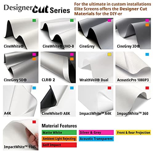 Elite Screens Designer Cut Series, 135-inch 16:9, 8K / 4K Ultra HD Ambient Light Rejecting DIY Raw Projector Screen Material, ISF Certified True ALR Capable Projection Screen, RM-135HW-CINEGREY5D