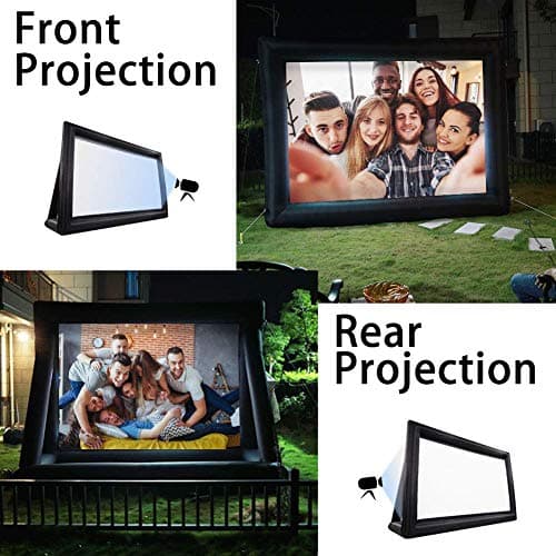 25Ft Inflatable Movie Screen with Stand for Outside-Support Rear Projection-Stable Outdoor Frame-Outdoor Movie Screen Use in Combination with Projector and Speaker