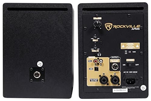 Rockville APM5B Powered USB Studio Monitor Speaker Pair in Black, 5.25", 2-Way, 250W, EQ, MDF Wood, RCA/XLR, Perfect for Studios, Recording, Music