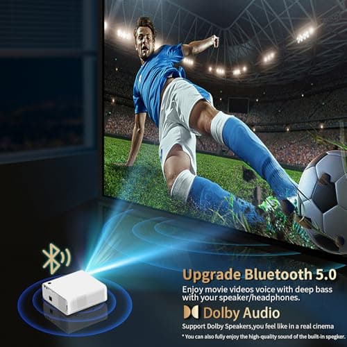 1800 Ansi Smart Outdoor Projector 4K with WIFI and Bluetooth,Auto Focus,ARC,DoIby Audio,PPT,Outdoor Movie Home Projector 4k HDR10+30W Speaker,500''Display,Compatible w/ TV Stick,iOS,Android,PC