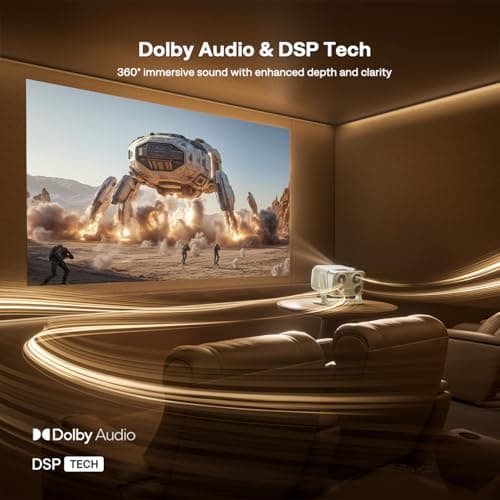 BOOM mini 4-in-1 Smart Projector Built-in Google TV, 10,000+ Apps, Real-Time Focus & Keystone, 20W Speakers DoIby Audio, 500 ANSI Lumens Outdoor Movie Projector with WiFi and Bluetooth, Green