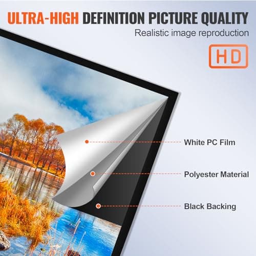 VEVOR Projector Screen Fixed Frame 130inch Diagonal 16:9 Movie Projector Screen 4K HD with Aluminum Frame Projector Screen Wall Mounted for Home Theater Office