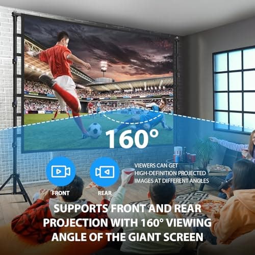 Outdoor Projector Screen with Stand 180 Inch: VOOPVOR Portable Projection Screen and Stand, Indoor Rear Front Movie Screen 16:9 4K HD, with Carry Bag,Support Height Adjustable for Home Theater Camping