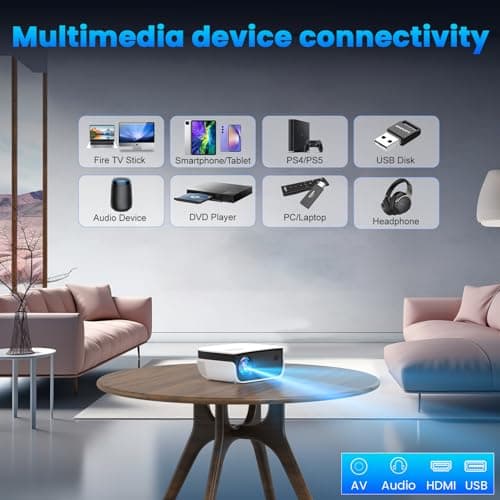 Outdoor Projector, Mini Projector for Home Theater, 1080P and 240" Supported Movie Projector 7500 L Portable Home Video Projector Compatible with Smartphone/TV Stick/PS4/PC/Laptop