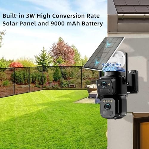 4K 8MP Solar Security Cameras Wireless Outdoor Battery Powered, 5GHz & 2.4GHz Dual Lens Bullet & 360° PTZ Outdoor Security Camera with Solar Panel, Digital Zoom, Night Vision,PIR Sensor(2Pack)
