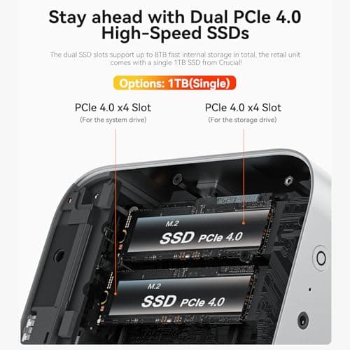 Beelink SER9 Pro AI Mini PC, AMD Ryzen AI 9 365(73TOPS,10C/20T,5.0GHz), 32G LPDDR5X 8000MHz 1TB PCIe4.0 x4 SSD, AI PC AMD Radeon 880M NPU 50 AI Tops, Built-in MIC/Speakers/USB4/WiFi6/BT5.2/2.5G
