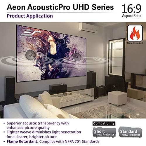 Elite Screens Aeon AUHD Series, 135-inch 16:9, 4K Home Theater Fixed Frame Edge Free Borderless Projection Sound Transparent Perforated Weave Projector Screen, AR135H2-AUHD